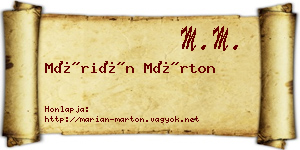 Márián Márton névjegykártya